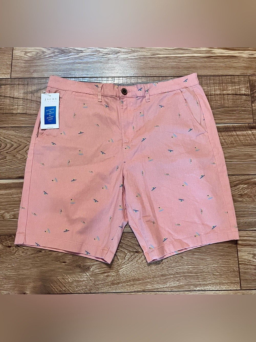 Jachs Pink Surfboard Cotton-Blend Bleeker Flat Front Shorts